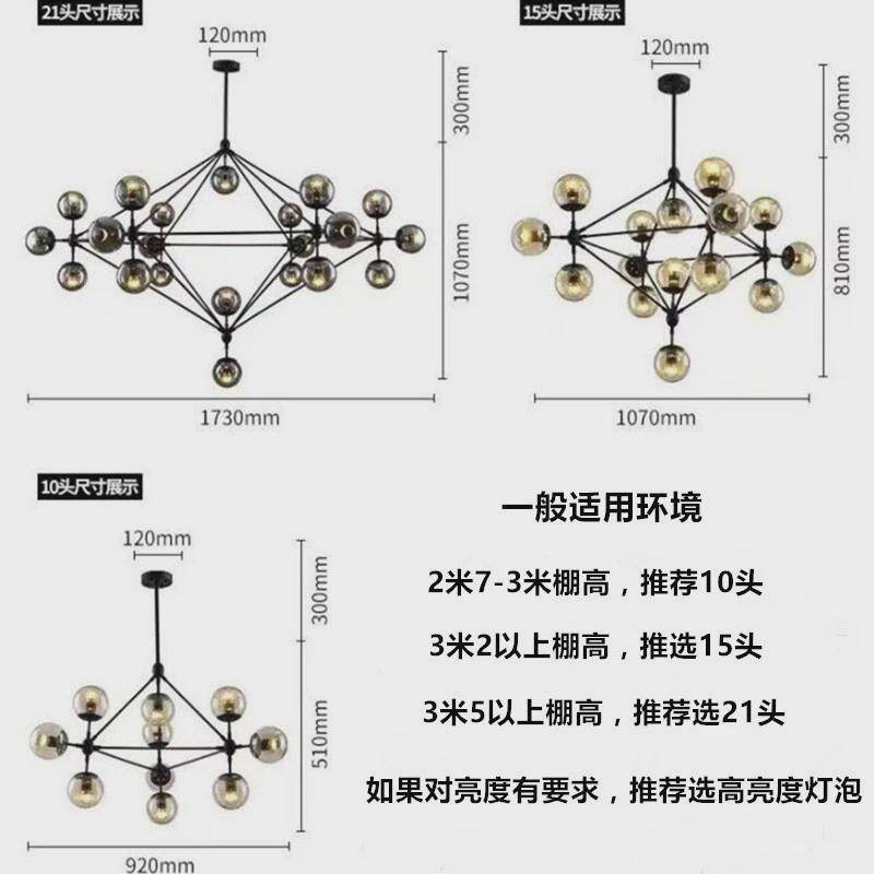 现代简约美式LOFT工业风复古网咖创意酒吧灯球状圆球北欧魔豆吊灯
