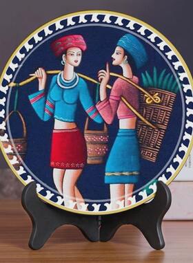 gju8广西壮族装饰品摆件民族风摆设纪念品壮锦飞鸟铜鼓图案家居送