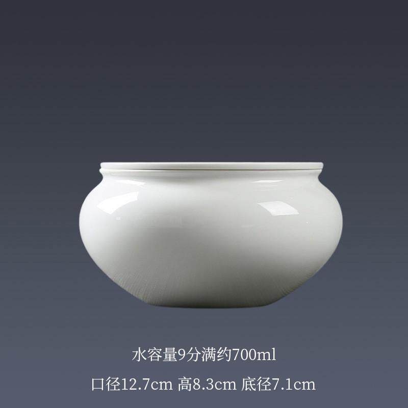 白瓷影青建水茶洗废水缸茶渣缸陶瓷水孟大号带盖干泡功夫茶具配件