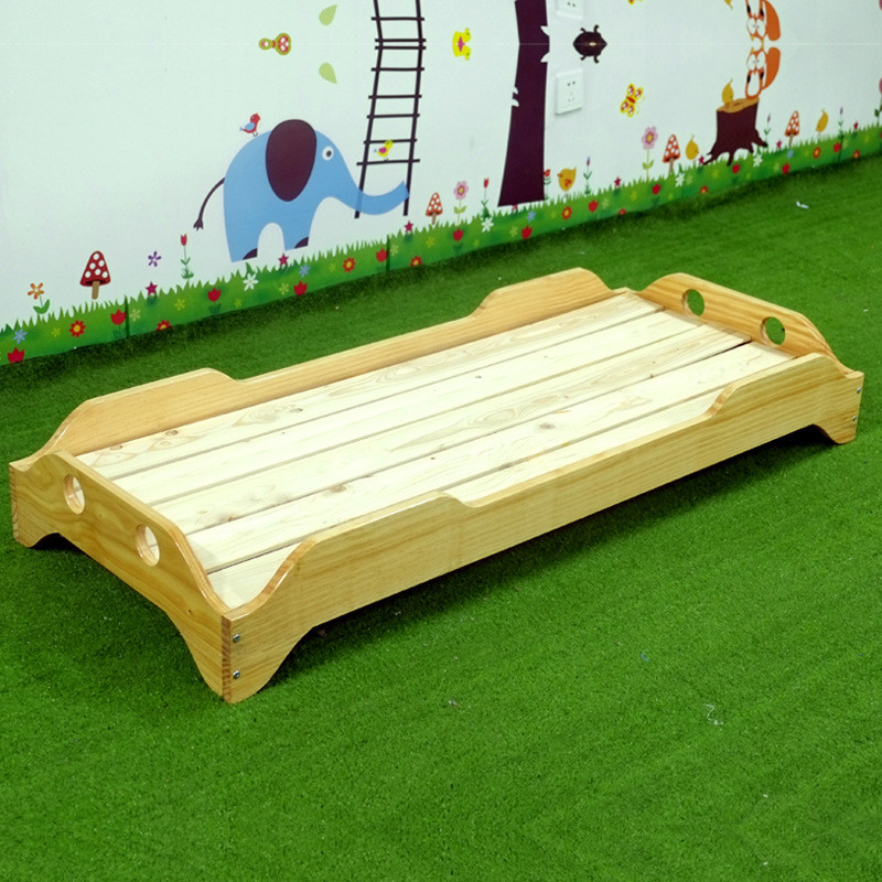 佰尔斯厂家批发幼儿园木制松木床儿童腿午托班床方午睡叠叠床