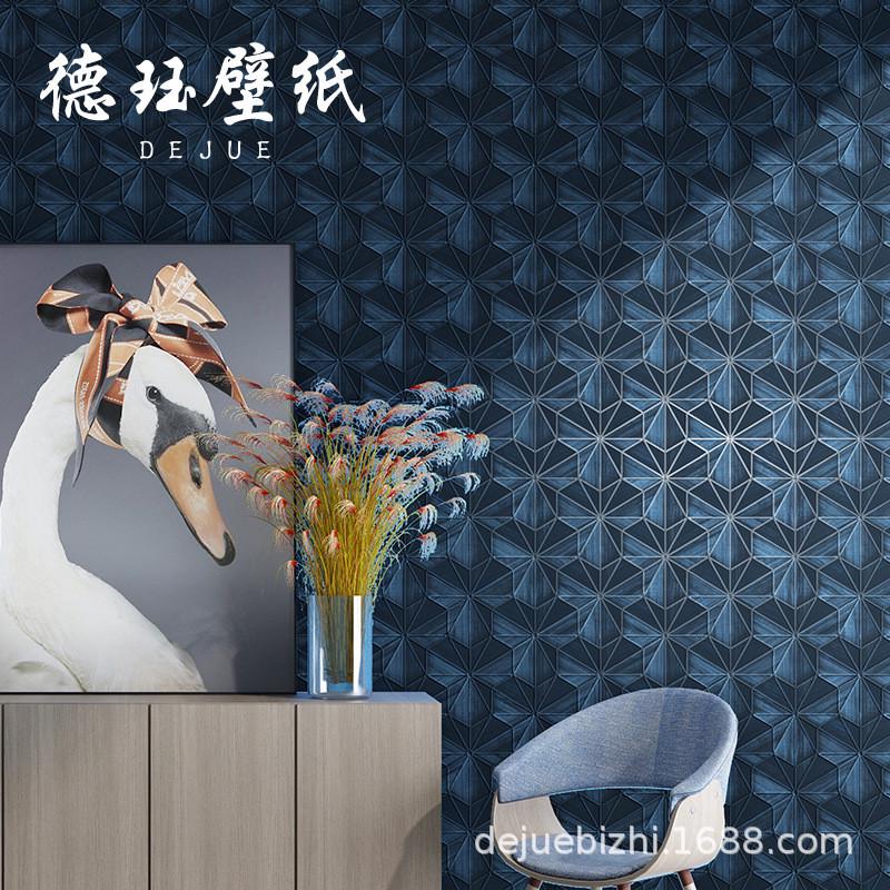 3d立体北欧墙纸软包几何现代简约家用卧室客厅电视背景墙壁纸轻奢