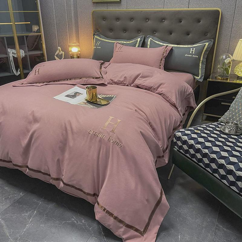 轻奢水洗棉床单床上四件套夏季磨毛刺绣床笠被套罩单件单人三件套