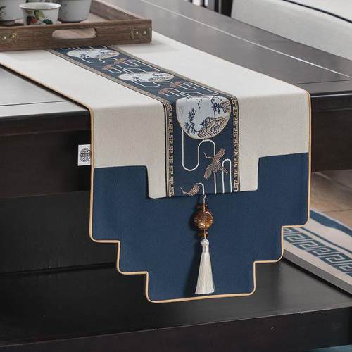桌旗中式新中式防水防滑大版桌现代茶桌布长条餐桌旗电视柜盖布