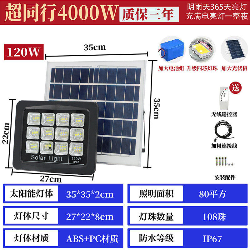 太阳能投光灯透镜高亮灯户外新农村足瓦100w大功率led惠民批发款
