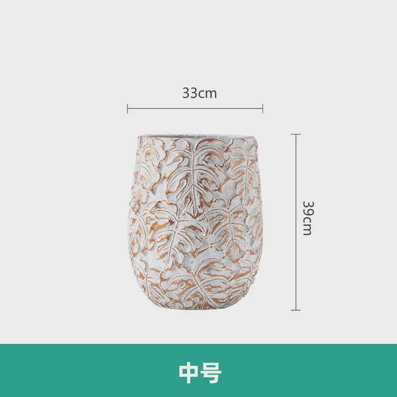 创意北欧浮雕圆形水泥花盆绿植盆栽花器客厅阳台绿萝龟背竹大花盆