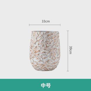创意北欧浮雕圆形水泥花盆绿植盆栽花器客厅阳台绿萝龟背竹大花盆