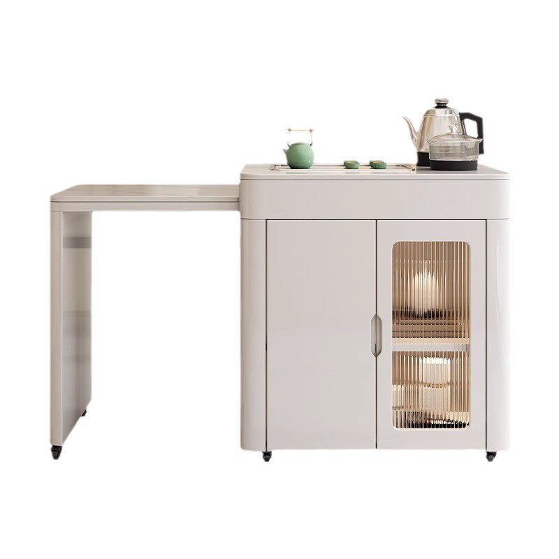 可移动茶桌现代简约岩板岛台茶桌家用阳台客厅可茶台岩板伸缩茶桌