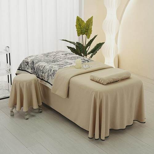 美容床罩四件套2024新款美容院按摩床罩高档时尚法式风