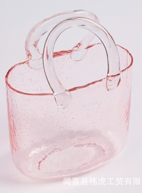 创意包包玻璃花瓶摆件网红手提篮气泡手袋客厅餐桌插花玻璃花器