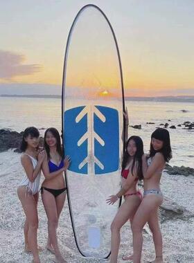 厂家直销sup透明船桨板滑水冲浪板新款漂流桨板黑色船桨安全脚绳