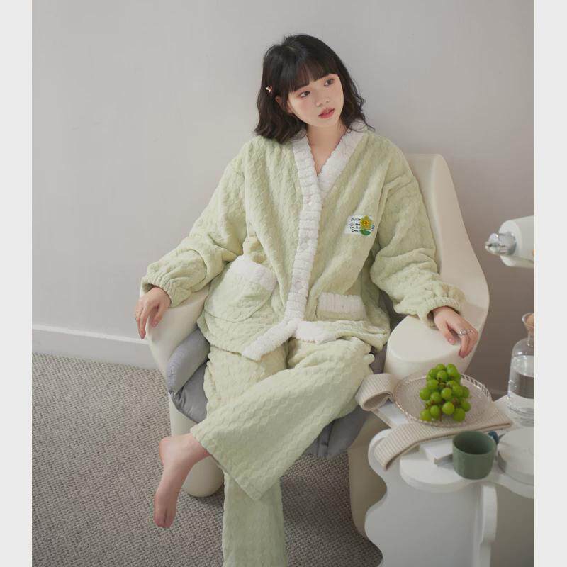 情侣睡衣莉太太思冬季女珊瑚绒加厚加绒秋冬天法兰绒男士韩系新款