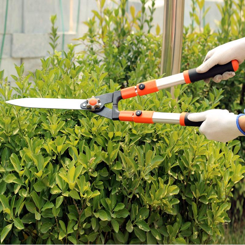 园林工具铝合金胶柄伸缩草坪剪子波浪省力大号花剪园林冬青整篱剪