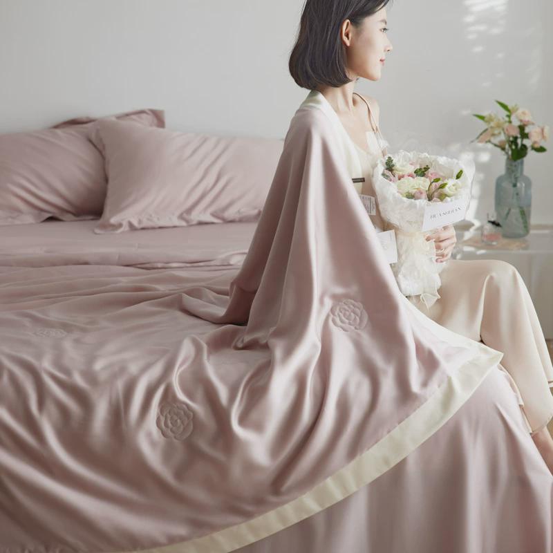 轻奢80支奥地利兰单双天丝夏凉被空调被精人学生夏季薄被子四件套