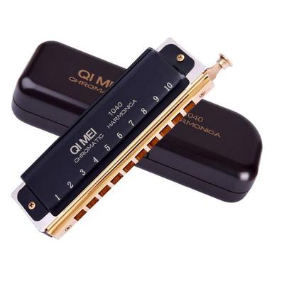 奇美黑口琴12孔48音16孔64音半音阶霸王口琴qm12a成人演奏乐器