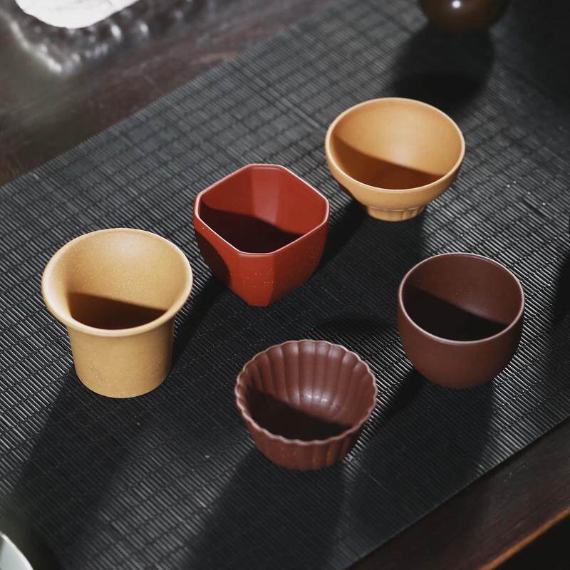 宜兴纯手工紫砂小杯品茗杯主人杯五行杯茶道紫砂壶五福杯功夫茶杯