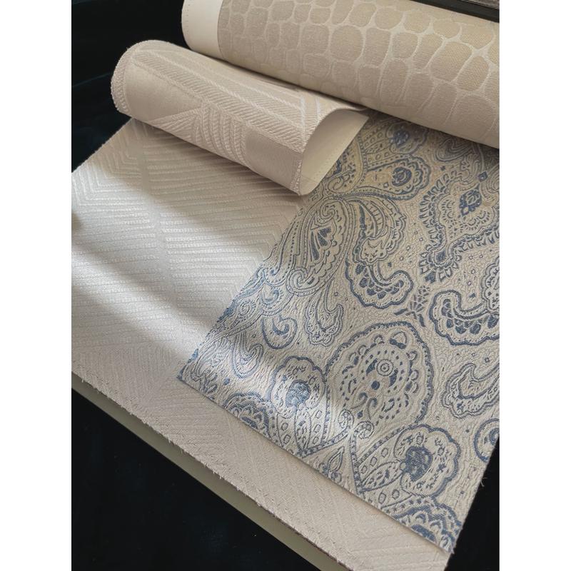 2021提花高档中式高精密垂直帘蓝色欧式全遮光窗帘北欧简约靠包布