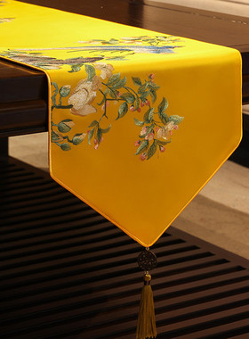 v2ws批发桌旗床旗红色结婚新中式茶几茶旗茶台茶席电视柜长条桌布