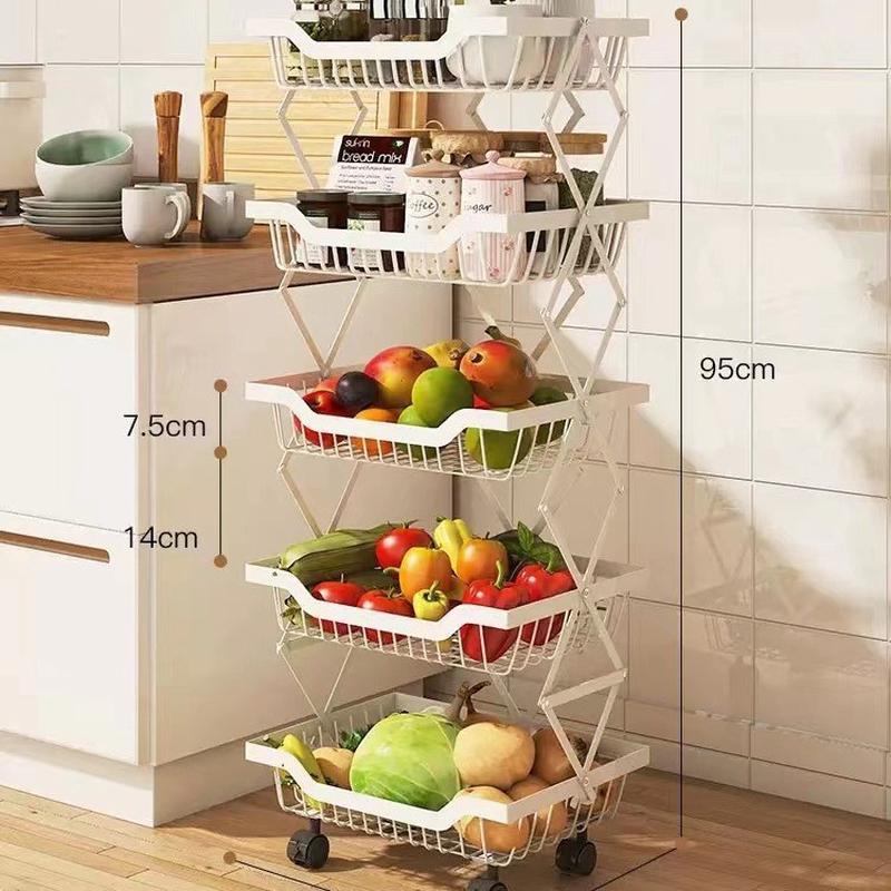 定制移动折叠免安装多层储物架果蔬篮家居锅具储物收纳篮厂家加工