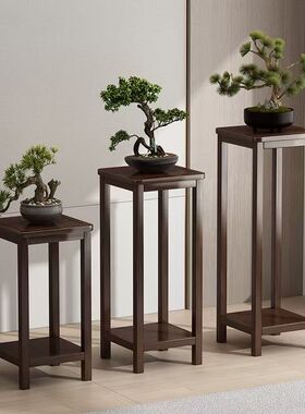 花架置物架新中式多肉绿萝电视柜旁花架子落地式实木花台花几多层