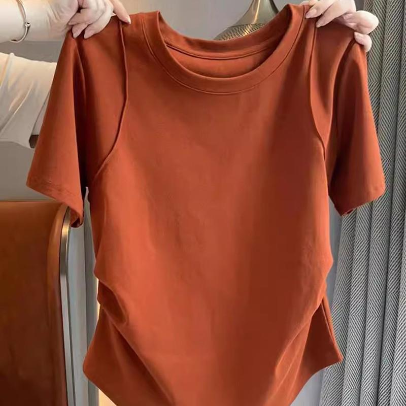 欧洲站高端早秋夏季正肩短袖t恤2025新款女装高级感穿搭上衣欧货