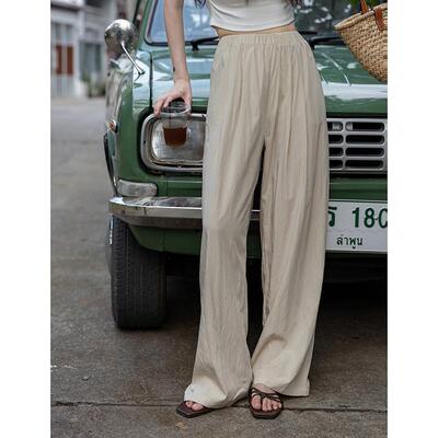 觅定山本裤女夏季薄款裤子宽松阔腿裤小个子黑色休闲裤长裤奶芙裤