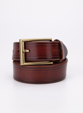 食草堂新款头层牛皮腰带合金针字扣皮带真皮休闲时尚潮流ZB-YD716