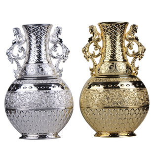 饰品礼品 俄罗斯欧式 风情浮雕金银双色双子花瓶手工艺品居家摆设装