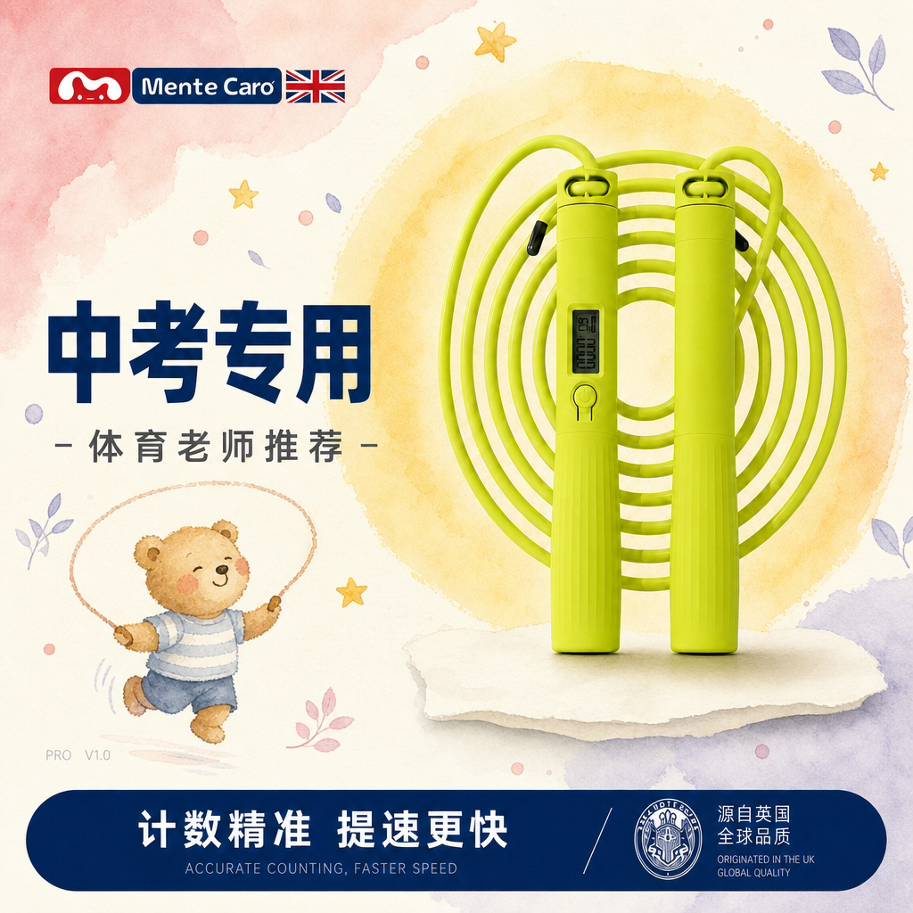 MenteCaro跳绳竹节中学生专用考试智能计数竞速手柄防滑不打结