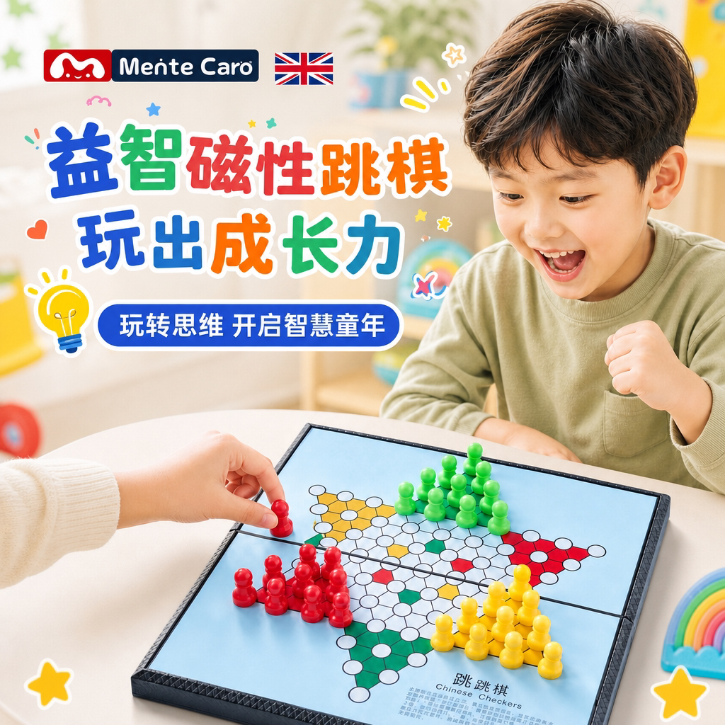 MenteCaro跳棋儿童跳跳棋小学专用益智大号棋盘磁力亲子双人对战