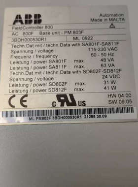 出售ABB PM803F CPU控制器