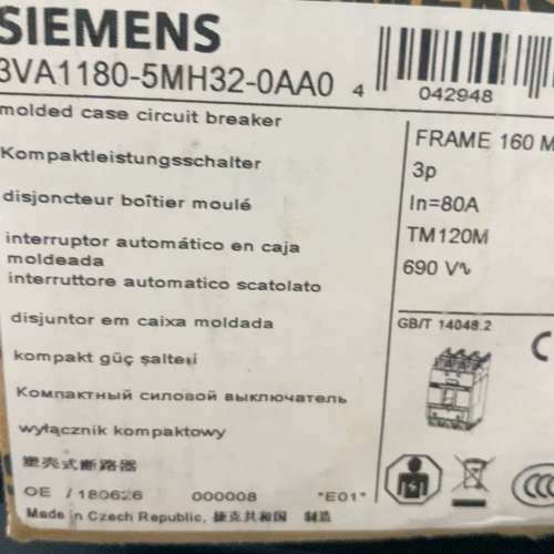 3VA1180-5MH32-0AA0 塑壳断路器3VA 80