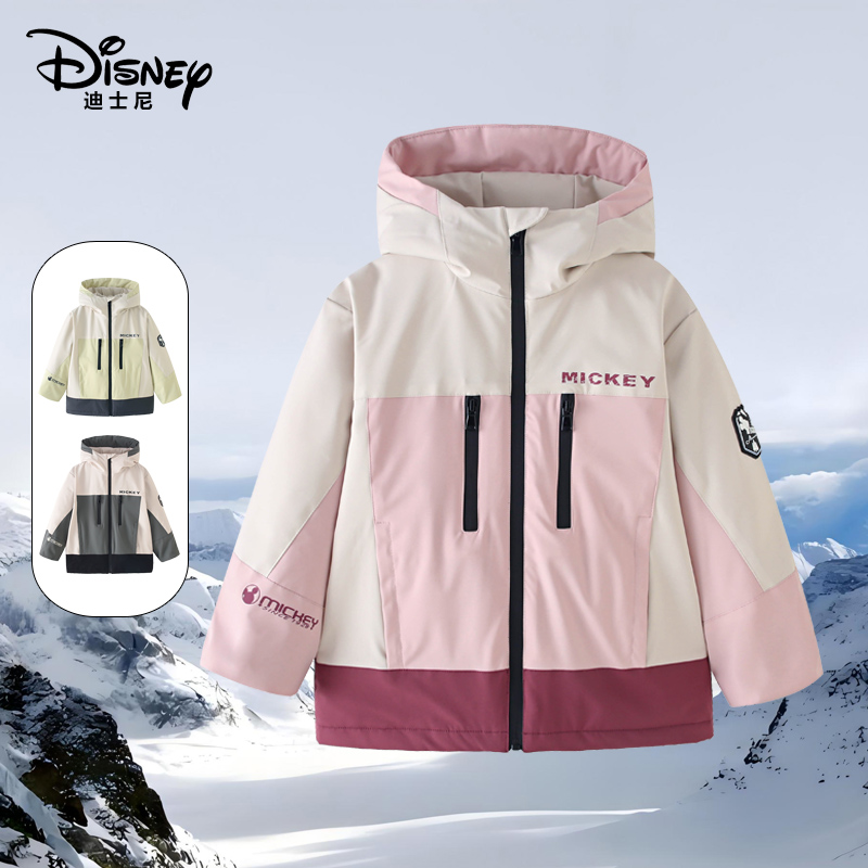 迪士尼儿童夹棉冲锋衣保暖防风加厚外套XPR3SA126