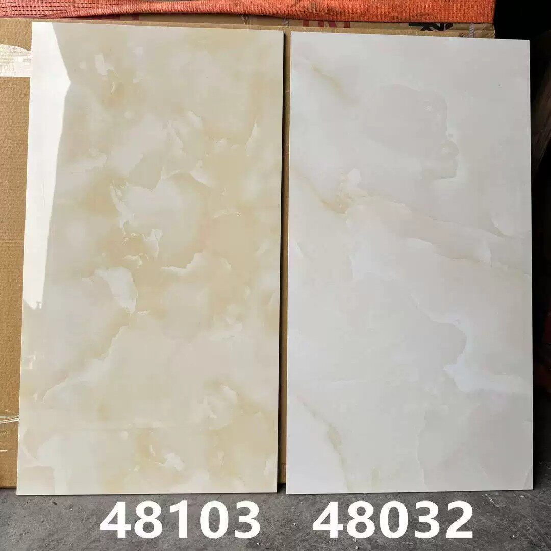 广东佛山通体中板400x800瓷砖玉石黄色厨房卫生间防污暖色系墙砖