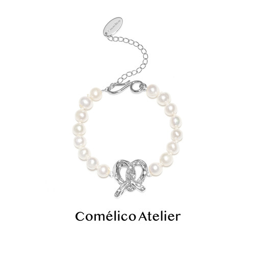 Comelico爱心碱水结珍珠手链女