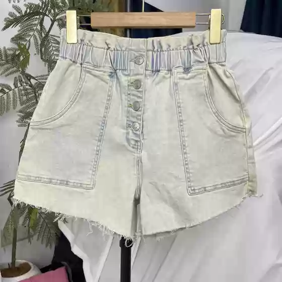 Vintage Denim Shorts for Women, New Summer Style, Stretchy American Style, for Petite Figures, Pear-Shaped Body, A-Line Hot Shorts