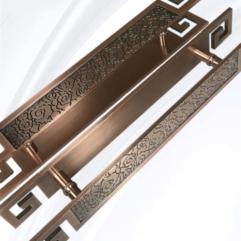 玻璃门把手铝板雕刻仿古豪华酒店大门把手新中式轻奢推拉木门把手