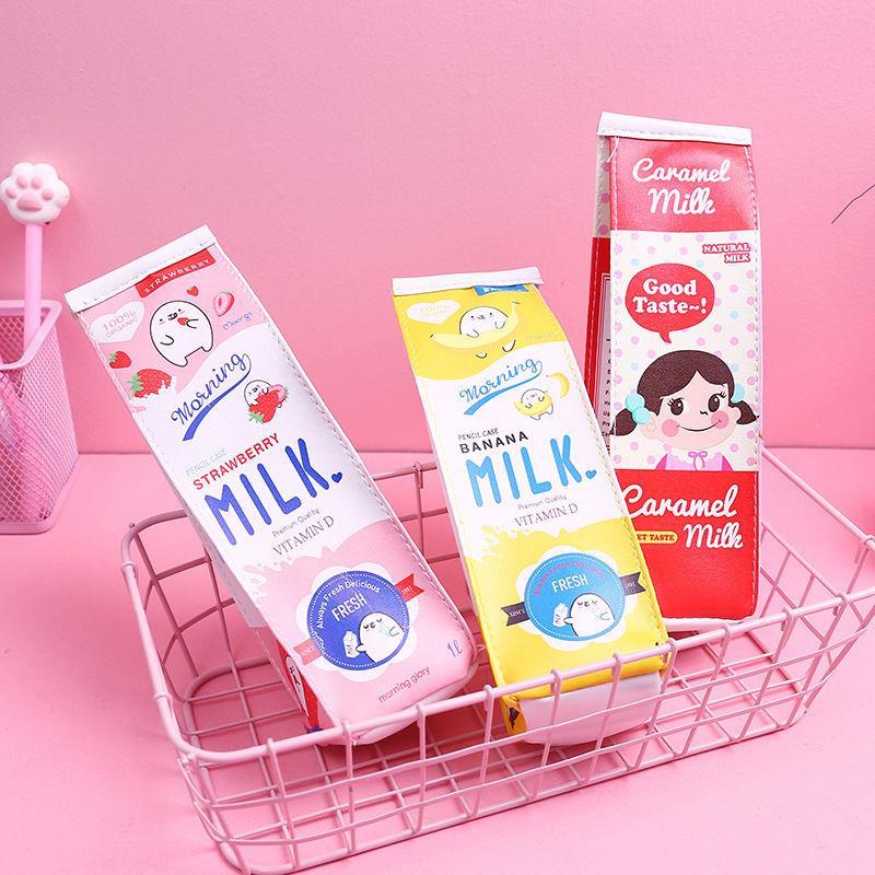 卡通牛奶盒笔袋可爱简约文具盒创意小学生女孩笔盒D3