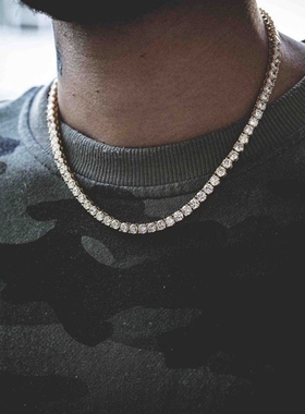 链男士潮牌无吊坠锁骨链毛衣链嘻哈小众女潮人黄金色颈链