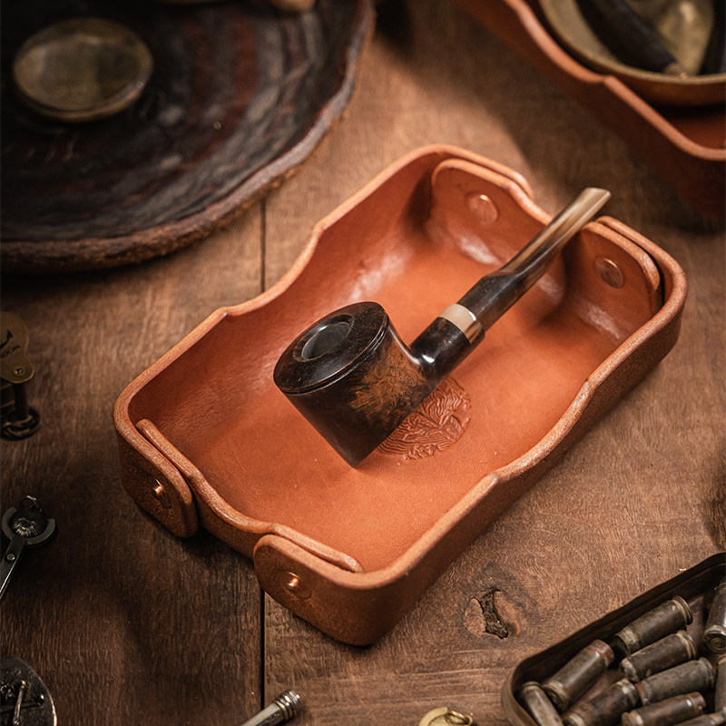 大汉原创手工重磅牛皮醒草盘收纳