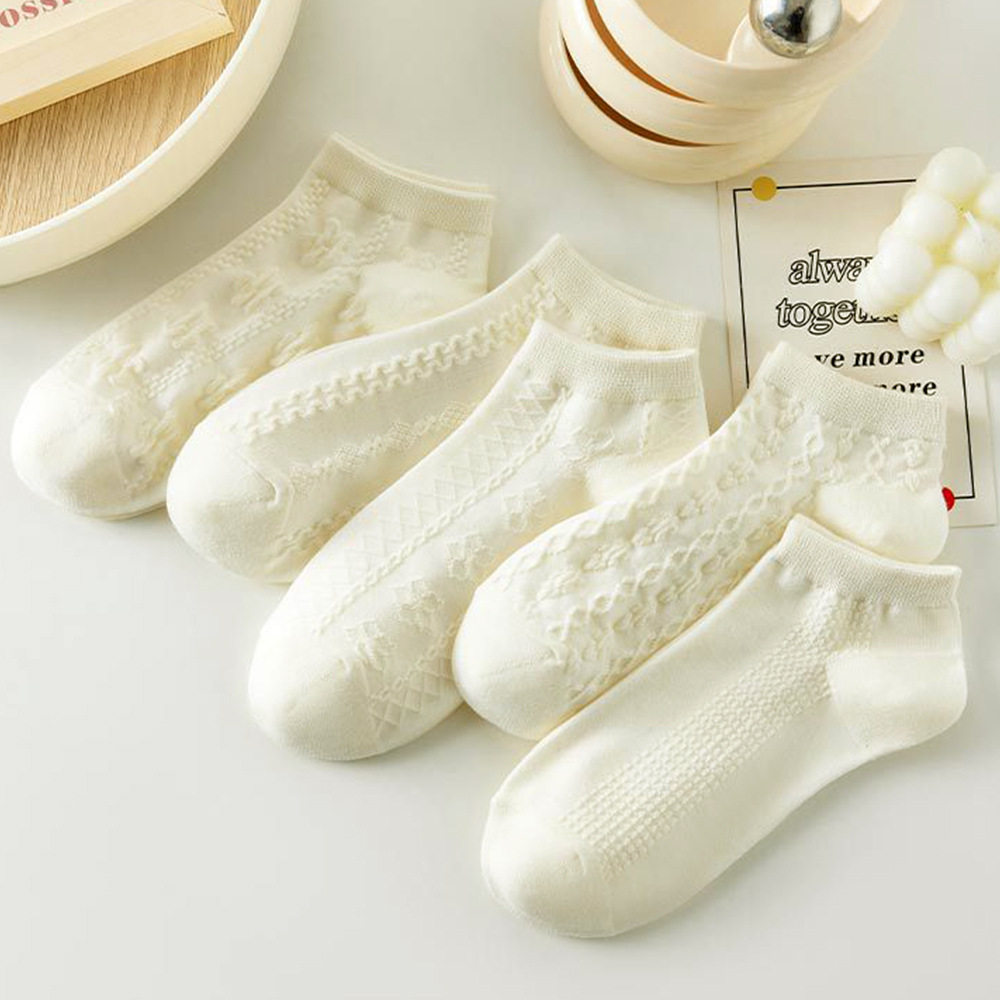 短款袜子女士浅口麻花短袜清新夏季船袜透气薄款ins潮白色短筒袜