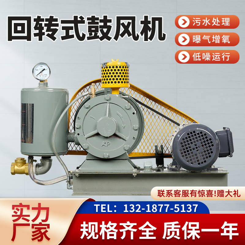 污水处理回转式鼓风机曝气增氧鼓风机低噪音滑片回转风机工厂现货