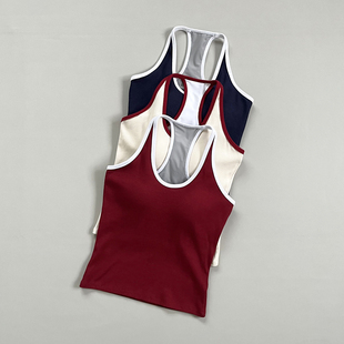 运动背心女带胸垫秋修身 显瘦瑜伽服外穿跑步训练内衣健身衣普拉提