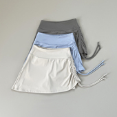 假两件瑜伽健身裤 抽绳女防走光高腰提臀网球跑步夏速干运动裙裤