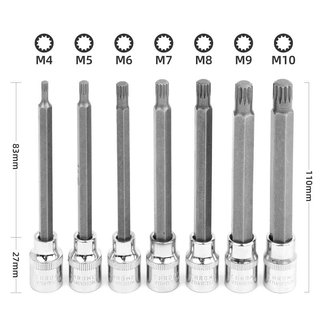 内六角套筒3/8加长12角梅花批头套筒m10旋具套筒内12角梅花扳手