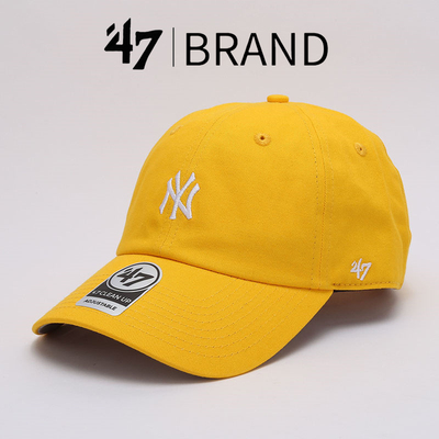 经典色系47Brand软顶小标夏季休闲黄色LA刺绣字母男女通用棒球帽