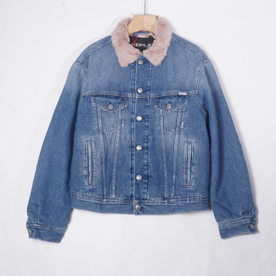 Replay意大利轻奢奥莱撤柜女式毛领牛仔棉夹克外套W311W-034