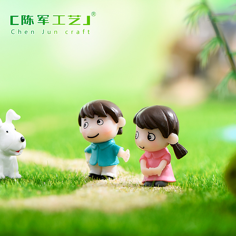 制作配件害羞情侣DIY材料情侣摆件苔藓微景观摆件造景装饰