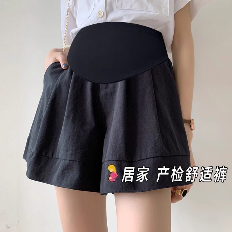 孕妇短裤夏季外穿休闲三分裤小个子不勒肚子可调节托腹阔腿裤夏装