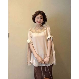 富家千金风蝴蝶结衬衫女2025夏季流行单品新款裙子独特超好看套装