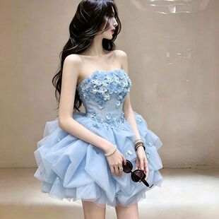 高级感抹胸生日礼服女新款高端成人礼甜美公主风连衣裙